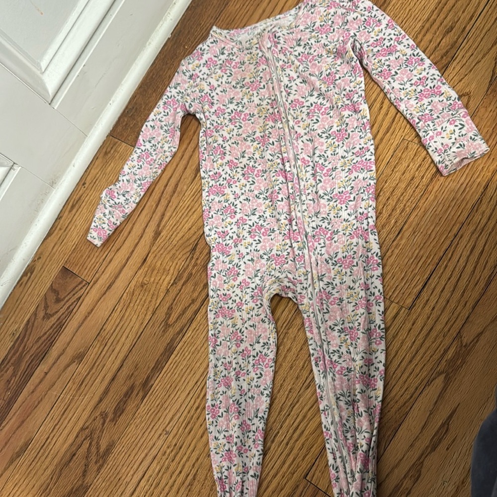 Posh Peanut Pink Floral Kids Footie